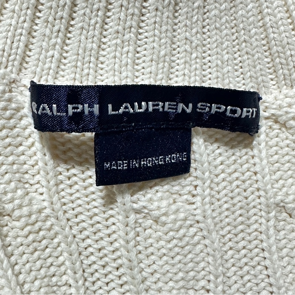 👉 Ralph Lauren Sport Women’s Cable Knit Turtleneck Sweater Cream 100% Cotton XL - Picture 4 of 8
